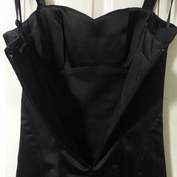 BEBE black satin party cocktail dress with adjustable straps - Picture 7 of 7